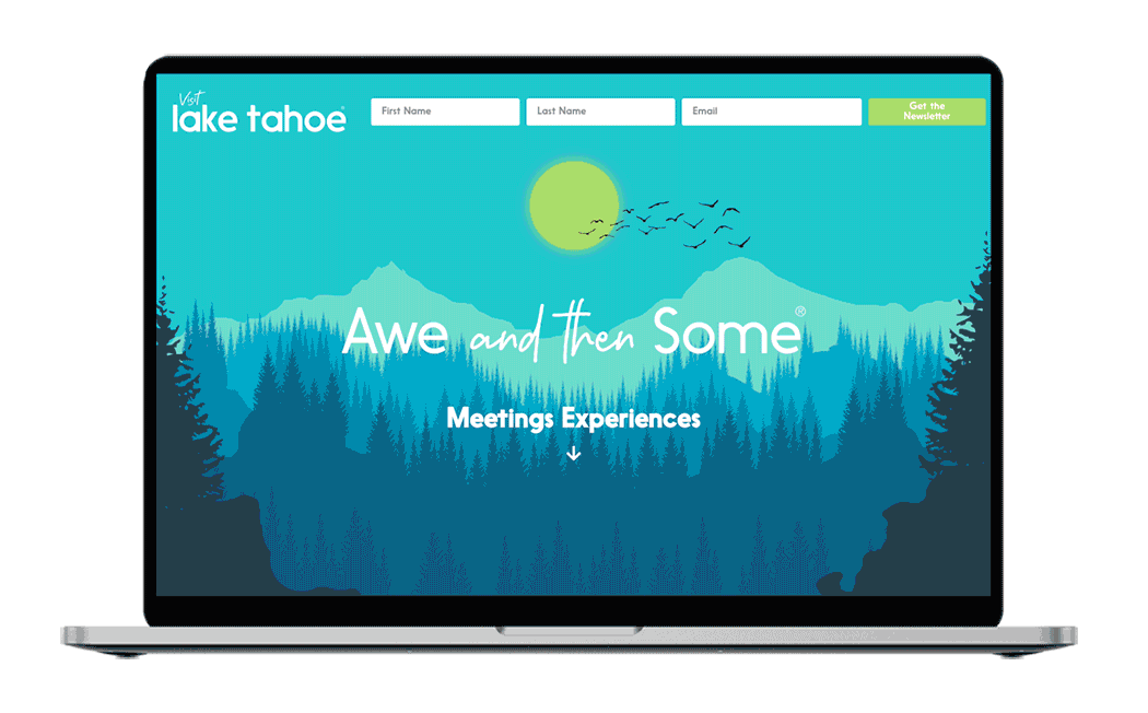 Laptop with Visit Lake Tahoe landing page on the screen