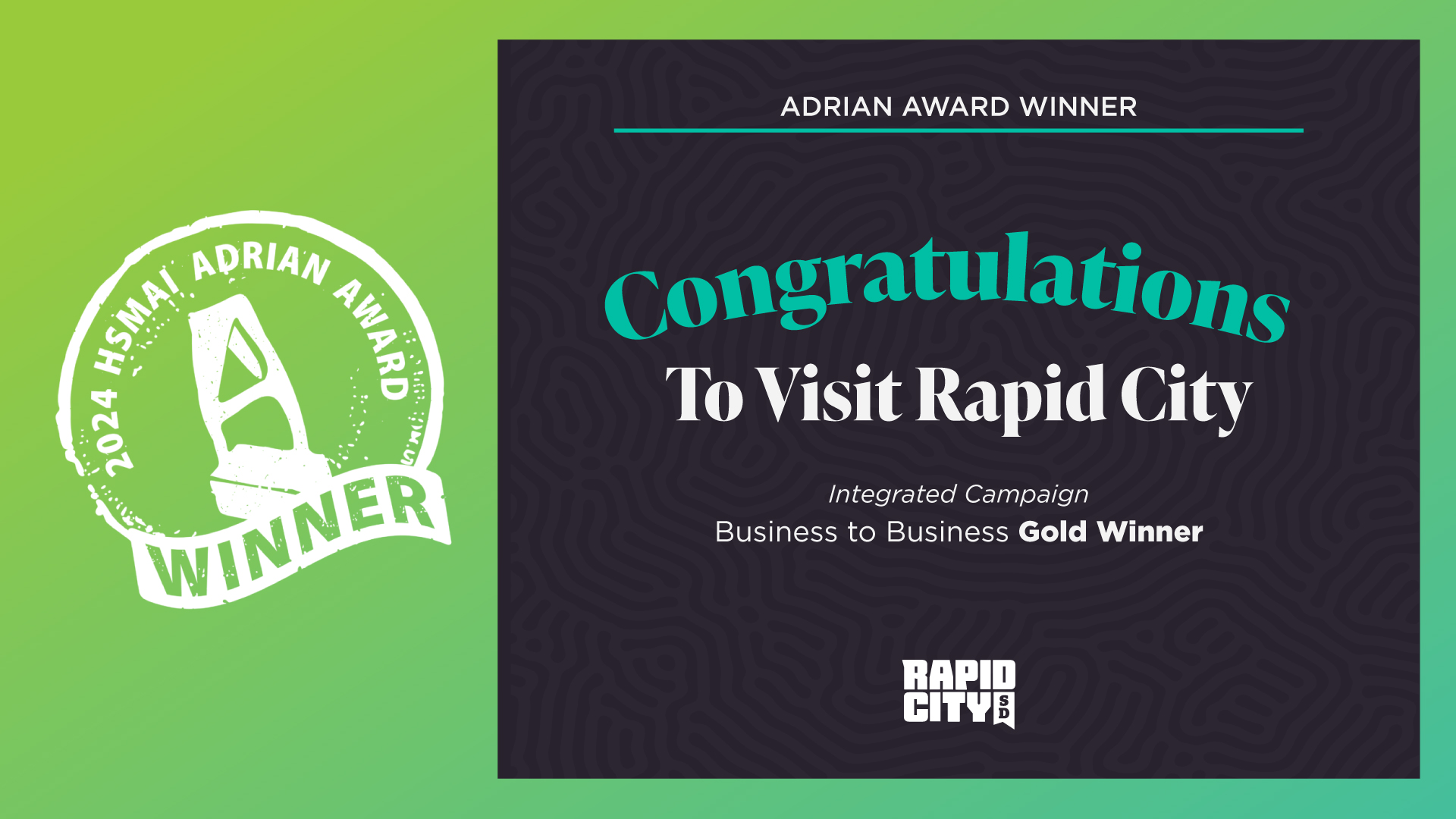 congratulations to visit rapid city for being a gold adrian award winner