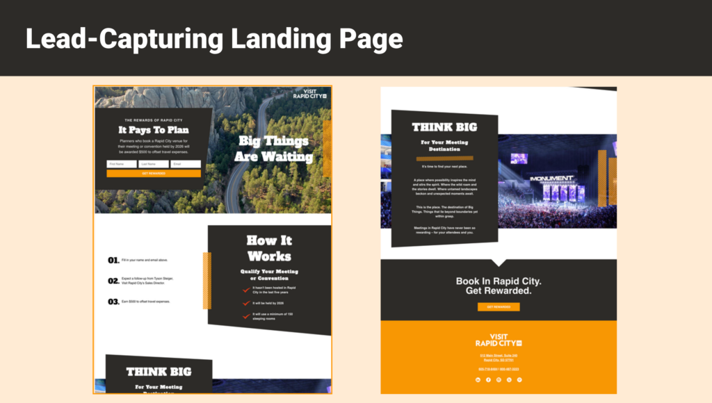 lead-capturing landing page for visit rapid city 