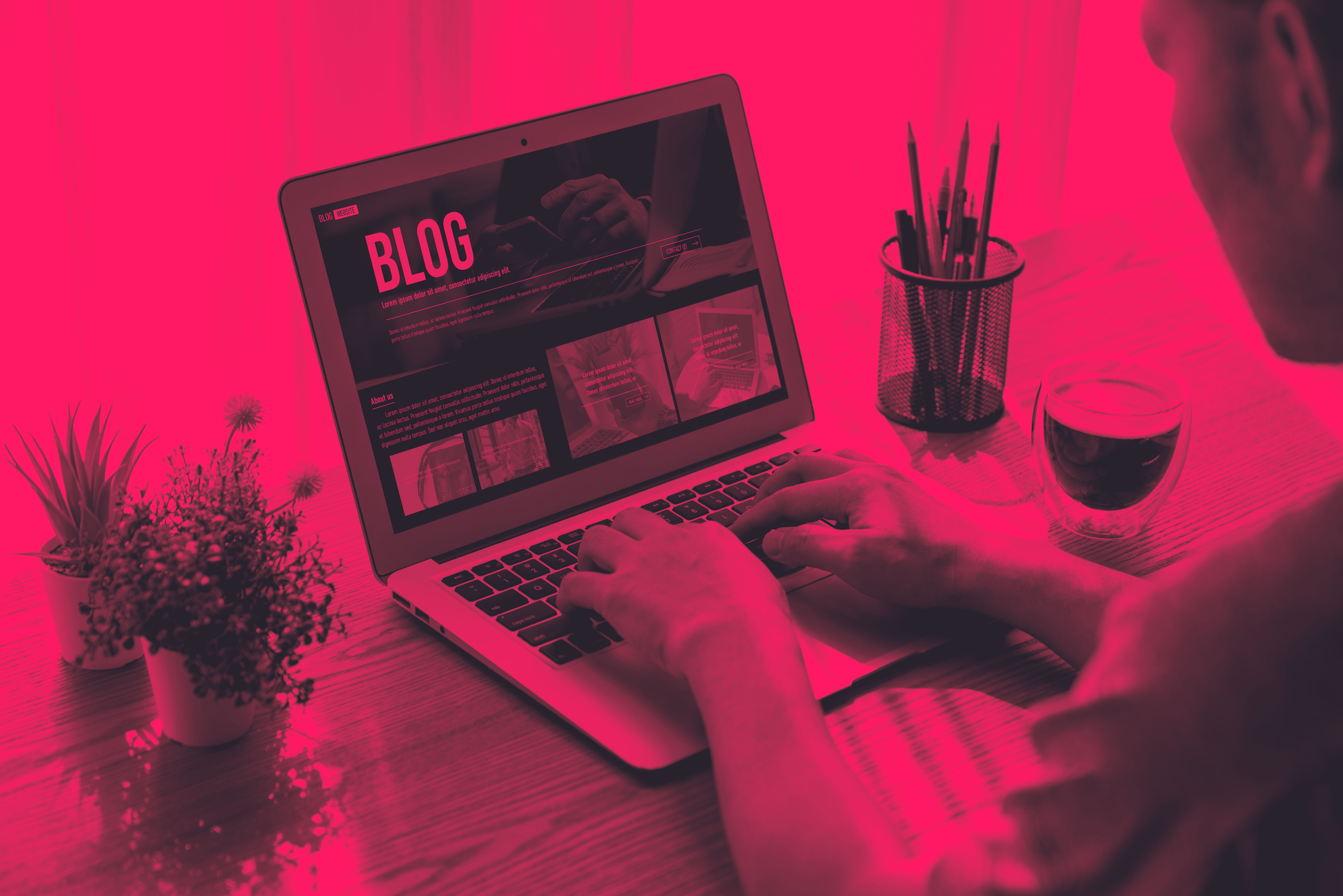 Image of someone reading a blog on a company's website